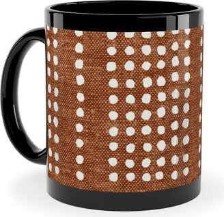 Mugs: Dotty Boho Geometric - Ginger Ceramic Mug, Black, 11Oz, Orange