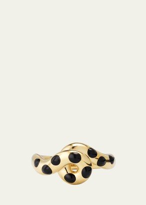 9K Gold Chunky Wave Polka Dot Enamel Ring