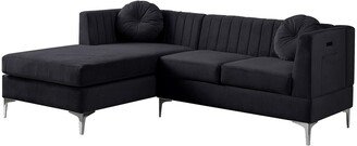 Velvet Sectional Sofa Chaise with USB Charging Port