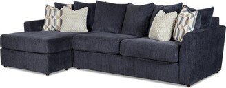 Coja Pae Plush Blue Fabric Upholstered Left Facing Sofa Chaise