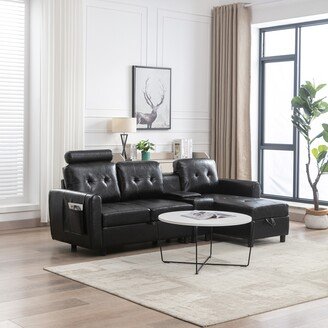 RASOO Cozy Sectional Sofa with Detachable Ottoman