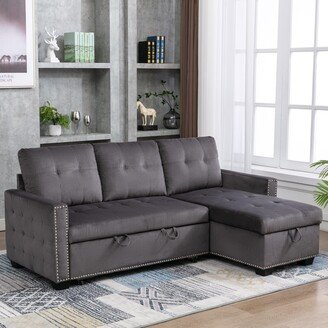 GEROJO Reversible Sectional Sofa Pull out Sleeper Sofa Bed L-shape 3 Seat Sectional Storage Chaise