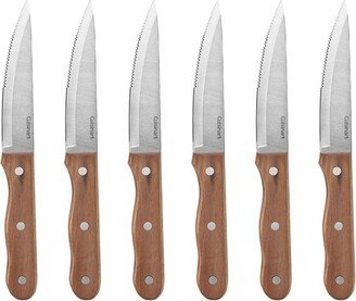 6pc Stainless Steel Triple Rivet Walnut Steak Knife Set - C55W-S6STK