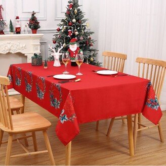 Farmhouse Red Christmas Xmas Wreath Print Tablecloth