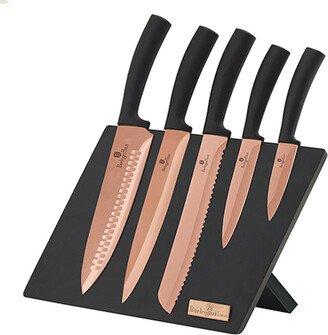 Berlinger Haus 6-Piece Knife Set w/ Magnetic Holder Rose Gold Collection