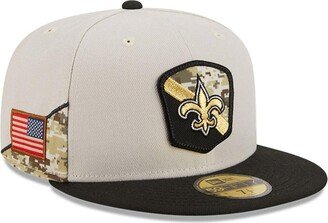 Men's Stone, Black New Orleans Saints 2023 Salute To Service 59FIFTY Fitted Hat - Stone, Black