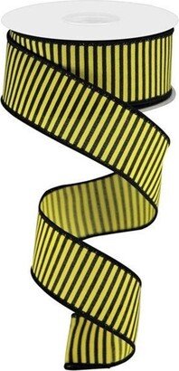 Horizontal Thin Stripe Yellow/Black Pg Wired Ribbon, 1.5