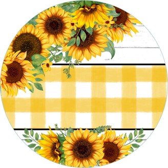 Sunflower Wreath Sign, Buffalo Check Farmhouse Summer Sunflower Collector, Diy Blank Sign