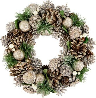 Northlight Green Pine Needle and Pinecone Artificial Christmas Wreath, 13.5-Inch, Unlit