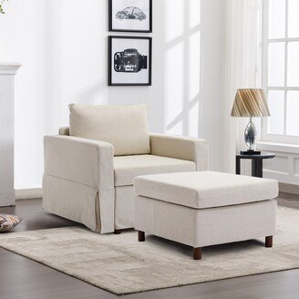 TOSWIN Contemporary Linen Modular Sofa Set with Optional Seating Modules and DIY Ottoman Combinations