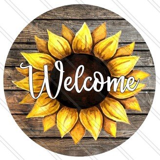 Welcome Sunflower Sign - Shiplap Sign Dark Wood Look Metal