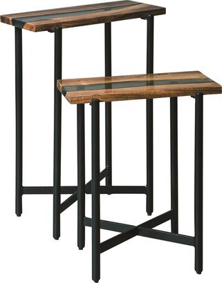 Rivers Edge Acacia Wood and Acrylic Nesting End Tables Set