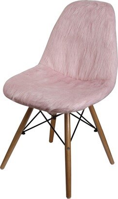 Contemporary Armless Wood Legs and Removable Faux Fur Chair Cover