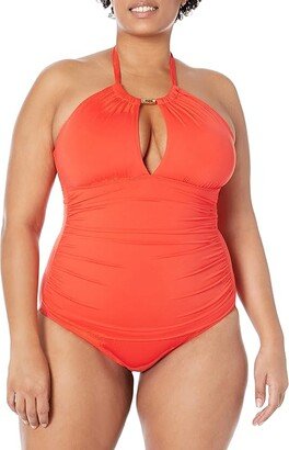 Beach Club Solid High Neck One-Piece (Sunset) Women's Swimsuits One Piece