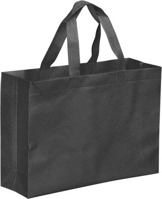 Unique Bargains Reusable Gift Bags Horizontal Style Non-Woven Grocery Tote Bag for Travel Storage Black