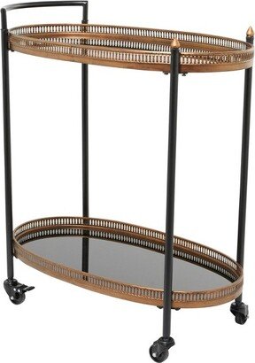 Modern Traditional Metal and Glass Bar Cart Brass - Olivia & May