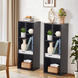 Bookshelves and Bookcases Set of 2, Floor Standing 4 Tier Display Storage Shelves, Tall Bookcase Shelf Storage Organizer