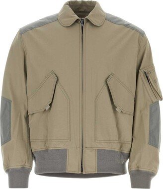 Panelled Zipped Bomber Jacket