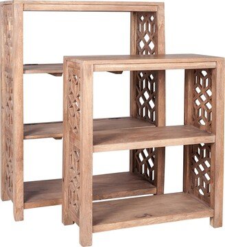 Natural Mango Wood Nesting Bookshelves - Set of 2