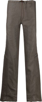 Drawstring-Waist Linen Cargo Trousers