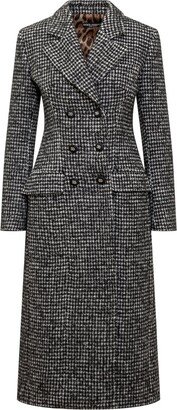 Double-Breasted Houndstooth Coat-AA