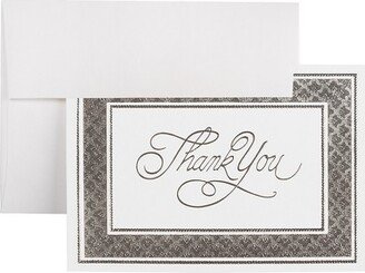 JAM Paper & Envelope JAM Paper Blank Thank You Cards Set Bright White with Silver Border BW91532