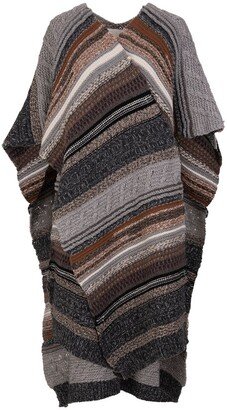 Striped V-Neck Knit Coat