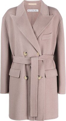 Belted Double-Breasted Wool Coat-AA