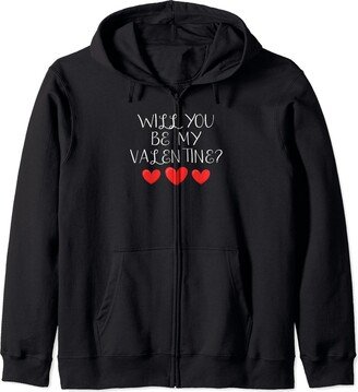 Valentine's Day Gifts Couples Matching Outfits Will You Be My Valentine Heart Valentine's Day Romantic Love Zip Hoodie