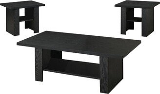 3pc Rodez Wood Coffee Table Set with Shelf Black Oak