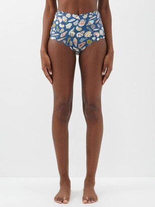 Santa Monica Shell-print High-rise Bikini Briefs