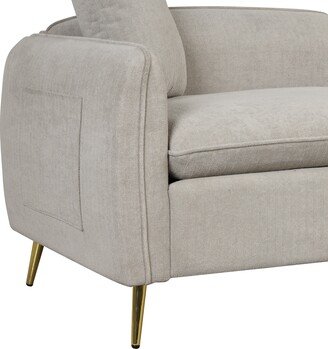 2 Piece Velvet Upholstered Sofa Sets,Loveseat and 3 Seat Couch Set Furniture with 2 Pillows and Golden Metal Legs