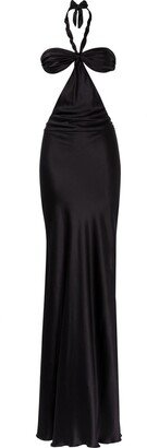 The Liquid open-back silk bandeau maxi dress black