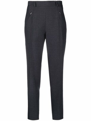 High-Waisted Slim-Fit Trousers-AA