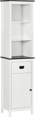 Kleankin Freestanding Tall Bathroom Cabinet with Drawer and Adjustable Shelf