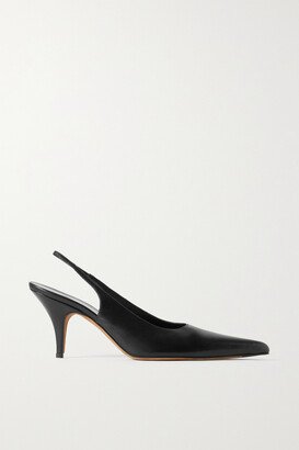 Leather Slingback Pumps - Black