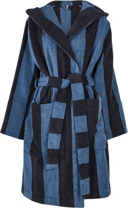 Unisex Striped Hooded Terry Cotton Robe