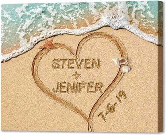 Couple Names Written in Sand, Christmas Gifts For Husband, Wedding Couple, Anniversary Gift Wife, Beach House Decor Wall Art