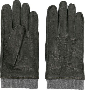 Ribbed-Cuffs Leather Gloves