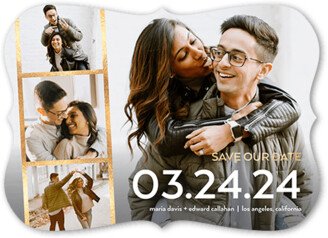 Save The Date Cards: Celebrating The Memories Save The Date, White, 5X7, Matte, Signature Smooth Cardstock, Bracket