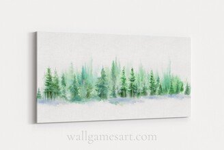 Nature Forest Landscape Pine Christmas Tree Decor Ideas | Large Abstract Art Contemporary Modern Painting Print Colorful Canvas Wall