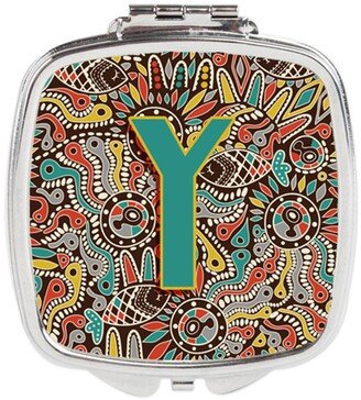 CJ2013-YSCM Letter Y Retro Tribal Alphabet Initial Compact Mirror