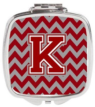 CJ1049-KSCM Letter K Chevron Maroon & White Compact Mirror, 3 x 0.3 x 2.75 in.