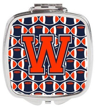 CJ1066-WSCM Letter W Football Orange, Blue & White Compact Mirror