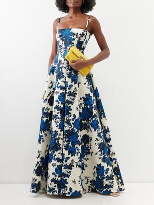 Oceana Floral-print Taffeta Gown