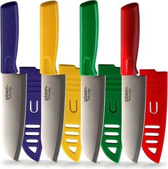 Everyday Grantville 4 Piece 6 Inch Santoku Knife with Sheath in Assorted Colors