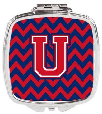 CJ1054-USCM Letter U Chevron Yale Blue & Crimson Compact Mirror