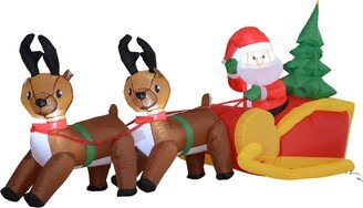 Homcom 7ft Christmas Inflatable Santa with Sleigh Outdoor Blow-Up Decoration