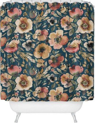 Ninola Design Artistic Poppies Midnight Shower Curtain Blue