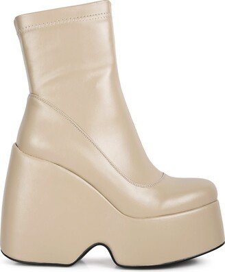 Rag & Co. Purnell Beige High Platform Ankle Boots